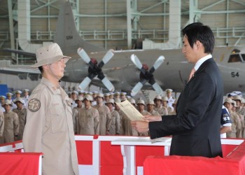派遣海賊対処行動航空隊の帰国行事で訓示を述べました。
